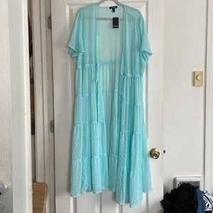 TORRID Tiered Kimono Chiffon Clip Dot Blue